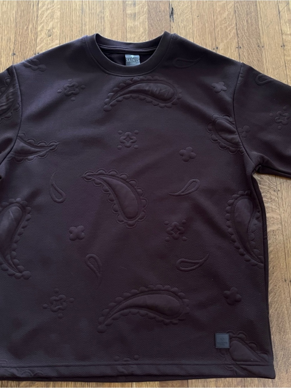 Men's Embossed Paisley Crewneck Sweatshirt - Dark Brown